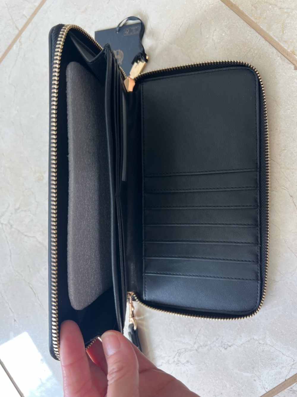 House of Harlow 1960 Black Wristlet Clutch Wallet with Gold Hardware NEW - Picture 4 of 7